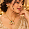 ZARINI Royal Gaj Gold-Toned Elephant Pendant Set