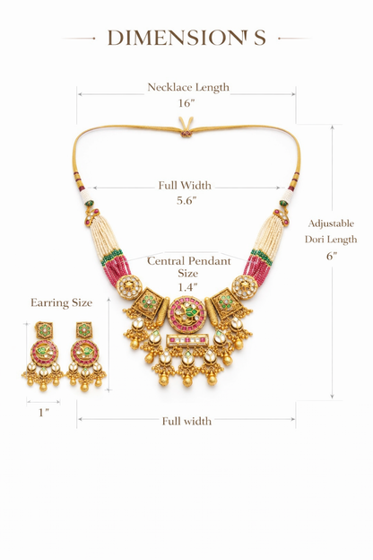 Zarini  Regal Pearl Kundan Bridal Necklace Set