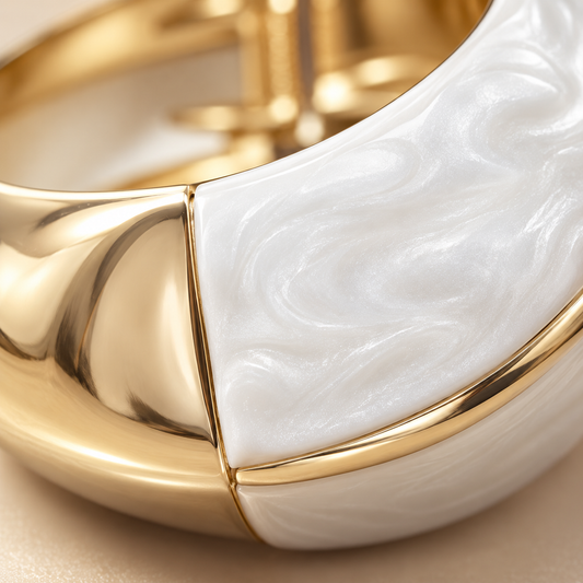 ZARINI Ivory Flow Gold-Toned Statement Bangle