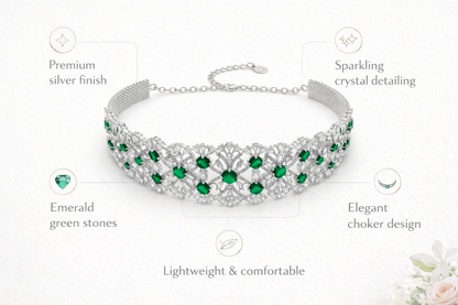 Zarini’s Emerald Crystal Statement Choker Set