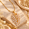 Zarini Gold-Tone Crystal Leaf Pendant Necklace for Women | Elegant Statement Pendant