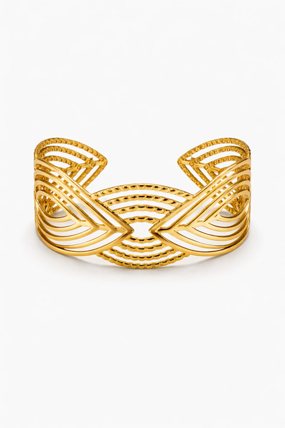 Zarini Gold-Toned Knot Mesh Cuff Bracelet – Stainless Steel Anti-Tarnish Design