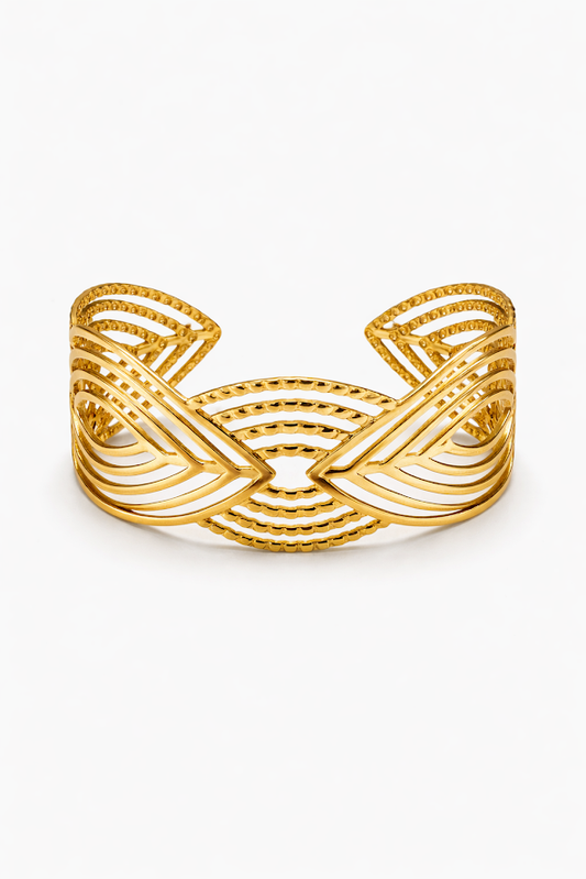 Zarini Gold-Toned Knot Mesh Cuff Bracelet – Stainless Steel Anti-Tarnish Design