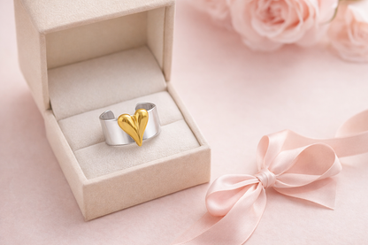 Zarini Two-Tone  Heart Statement Ring