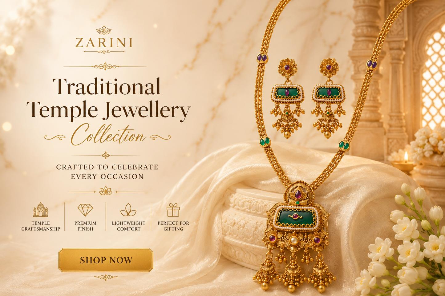 Zarini  Classic Kundan Pendant Necklace Set