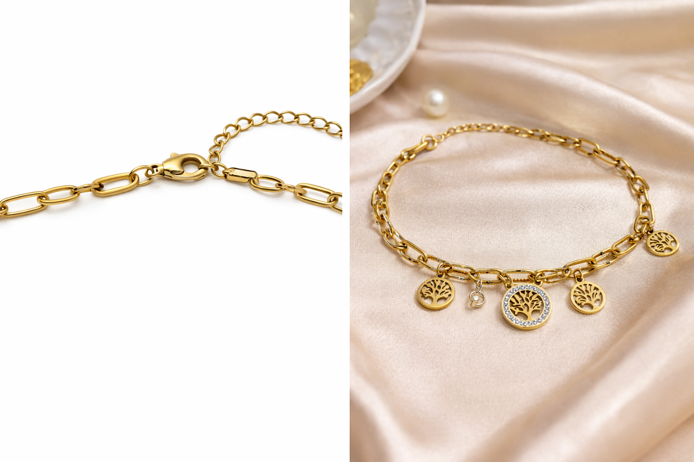 Zarini Tree of Life Charm Bracelet – Gold Plated Anti-Tarnish Chain Design